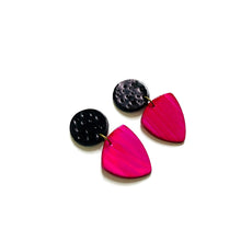 Black & Hot Pink Earrings Post or Clip On- "Kelly"
