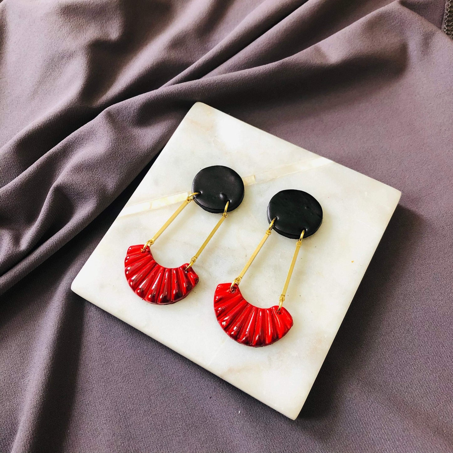 Boucles d'oreilles pendantes Art déco, avec clous ou clips – « Kia »