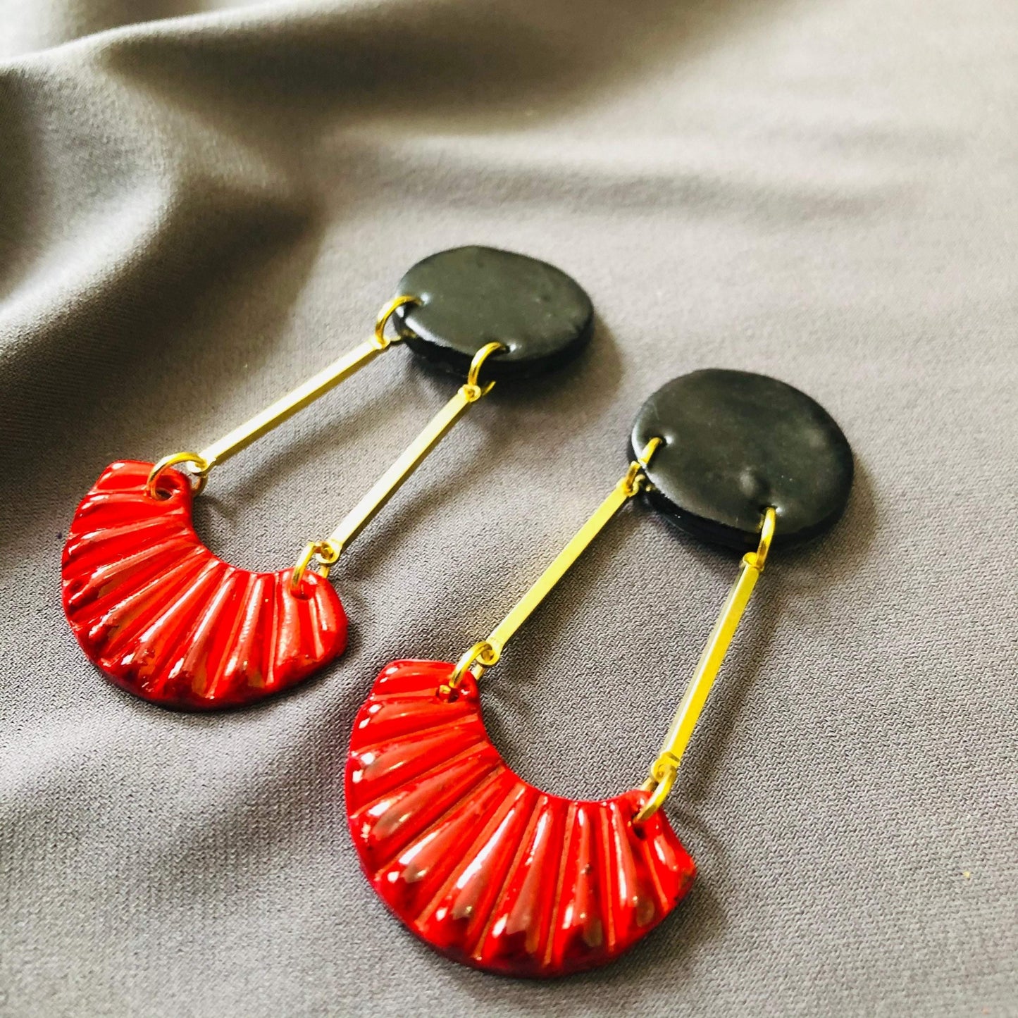 Boucles d'oreilles pendantes Art déco, avec clous ou clips – « Kia »