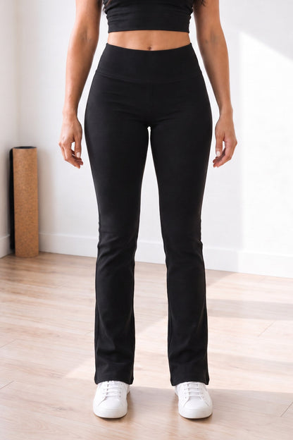 Organic Cotton High-Waisted Mini Flare Pants 32"