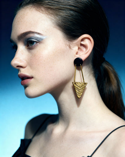 Boucles d'oreilles Art déco noires et dorées faites à la main - « Dupa »