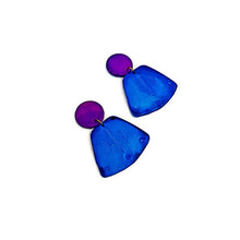 Blue & Purple Statement Earrings Post or Clip Ons - "Janet"