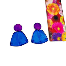 Blue & Purple Statement Earrings Post or Clip Ons - "Janet"