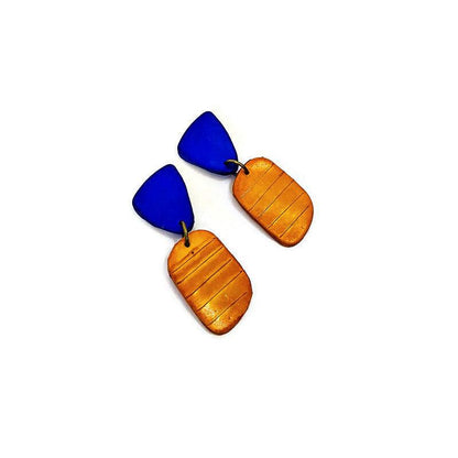 Boucles d'oreilles en argile bicolores faites à la main, à clous ou à clips - "Alex"