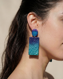 Colorful Textured Statement Earrings (Post or Clip On)- "Billy"