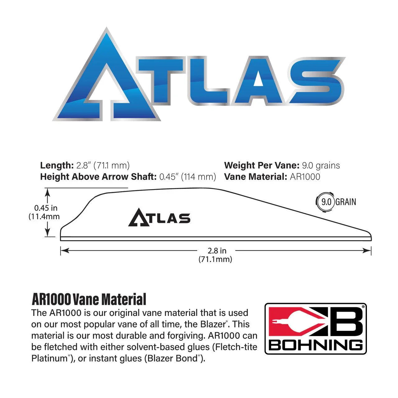 Bohning Archery Atlas Vane 2,8"