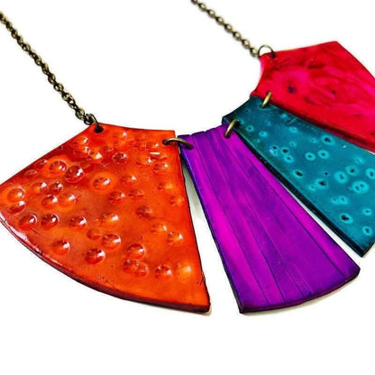 Collier plastron bohème à franges, grand et audacieux, aux couleurs d'automne