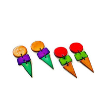 Bold Colorful Statement Earrings, Post or Clip On – "Jasmine"