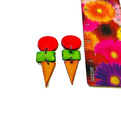 Boucles d'oreilles tendance, colorées et audacieuses, à clous ou à clips – « Jasmine »