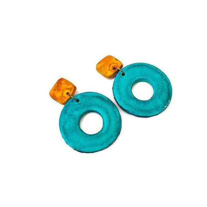 Collier imposant Rétro Audacieux avec Design Géométrique Multicolore, Argile Peinte à la Main
