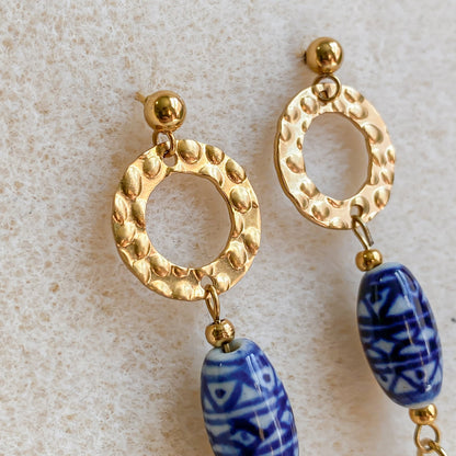 Boucles d’oreilles en céramique bleue & nacre naturelle | ABALONE