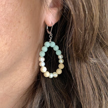 Boucles d’oreilles en amazonite et perles d’eau douce | CALANQUES