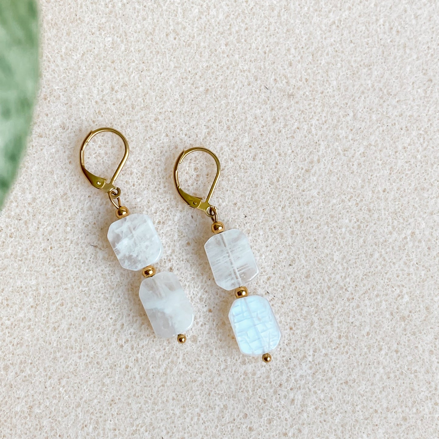 Rainbow Moonstone Dangle Earrings | PHOEBE