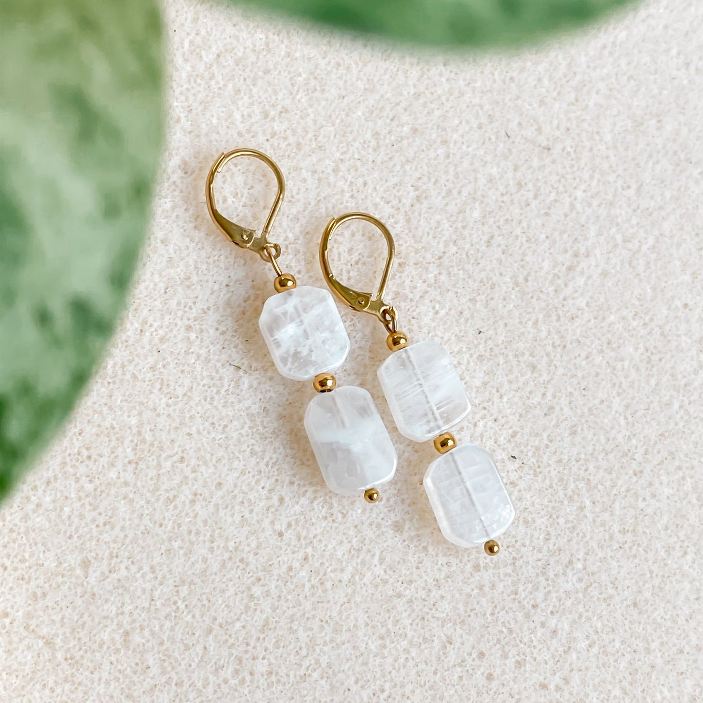 Rainbow Moonstone Dangle Earrings | PHOEBE