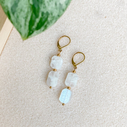 Rainbow Moonstone Dangle Earrings | PHOEBE