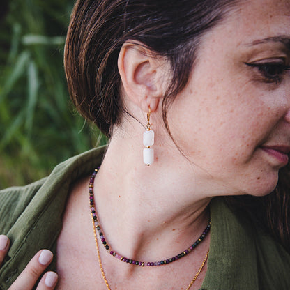 Rainbow Moonstone Dangle Earrings | PHOEBE