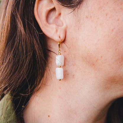 Rainbow Moonstone Dangle Earrings | PHOEBE
