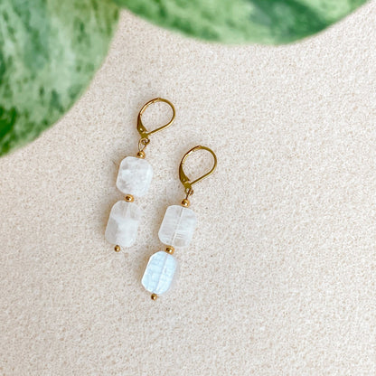 Rainbow Moonstone Dangle Earrings | PHOEBE