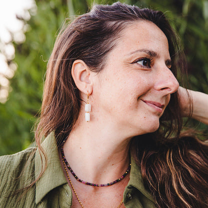 Rainbow Moonstone Dangle Earrings | PHOEBE