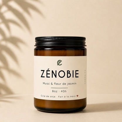 Bougie de soya ZÉNOBIE Musc et fleur de jasmin