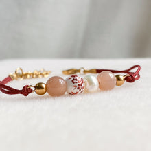 Bracelet cordon rouge en pierres naturelles | ÉVEIL