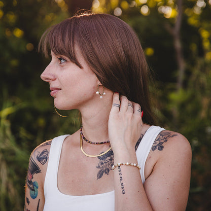 THÉIA | Bracelet fin en perles de jade jaune et perles d'eau douce