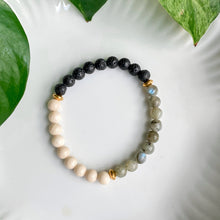 SILLANS | Bracelet en labradorite, lave et acier inoxydable