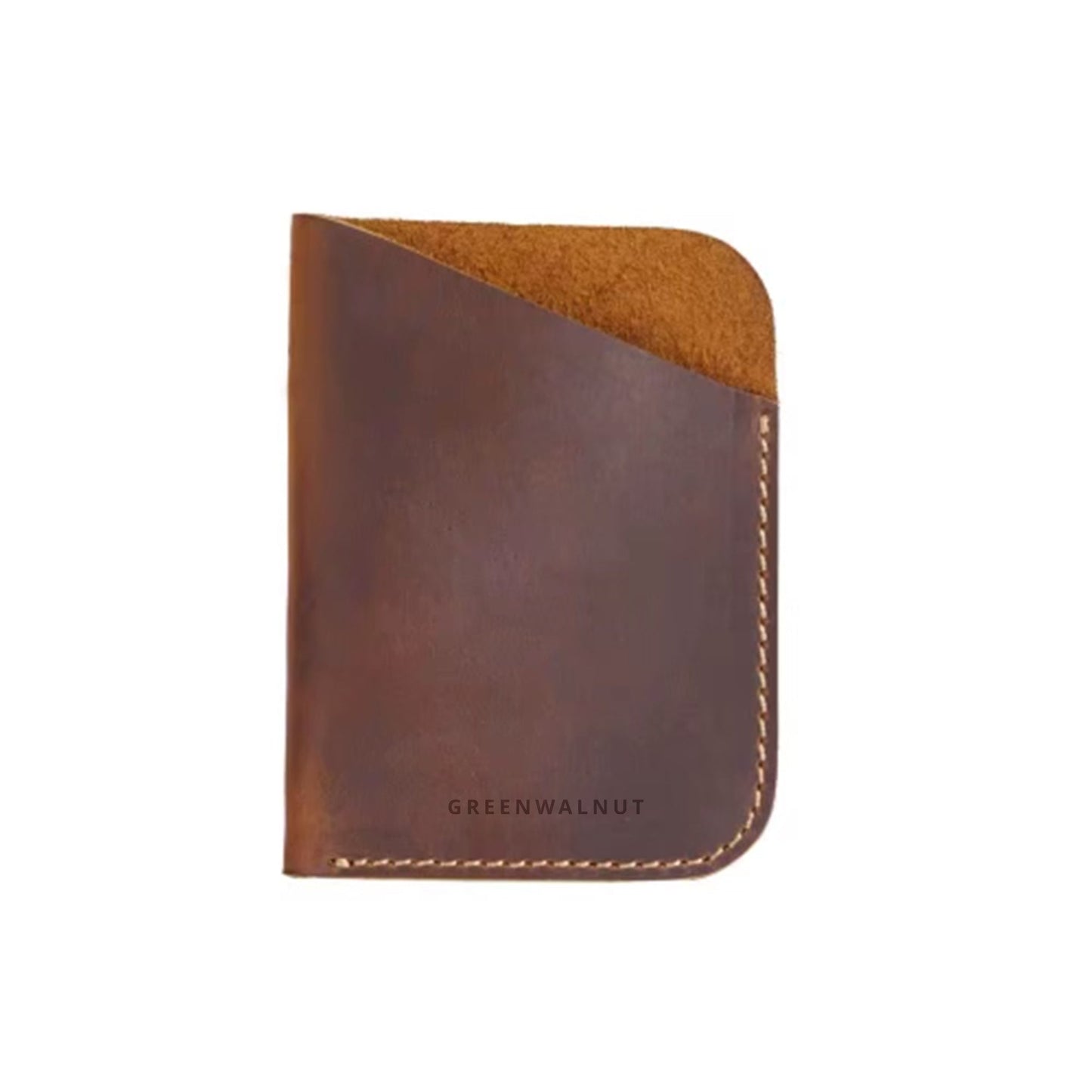 Porte-cartes minimaliste en cuir véritable | Portefeuille fin en cuir fait main