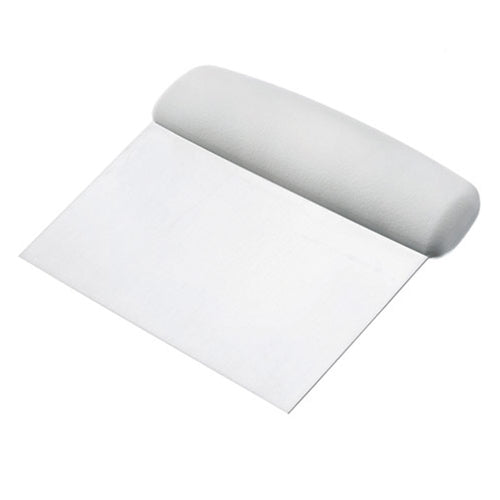 Racloir à pâte en acier inoxydable (Manche en plastique blanc)