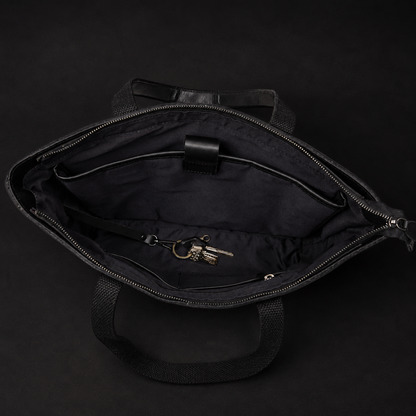 Sac fourre-tout classique en cuir noir