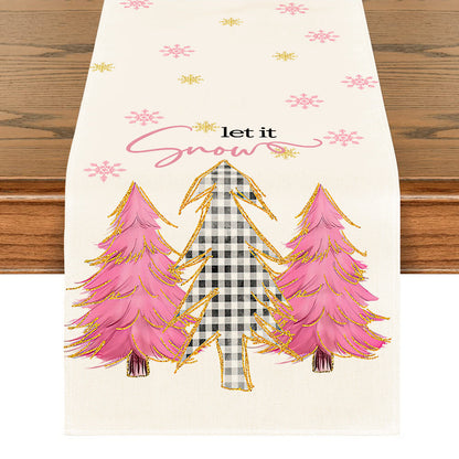 Christmas Table Runner - Snowflake & Tree Holiday Table Decoration