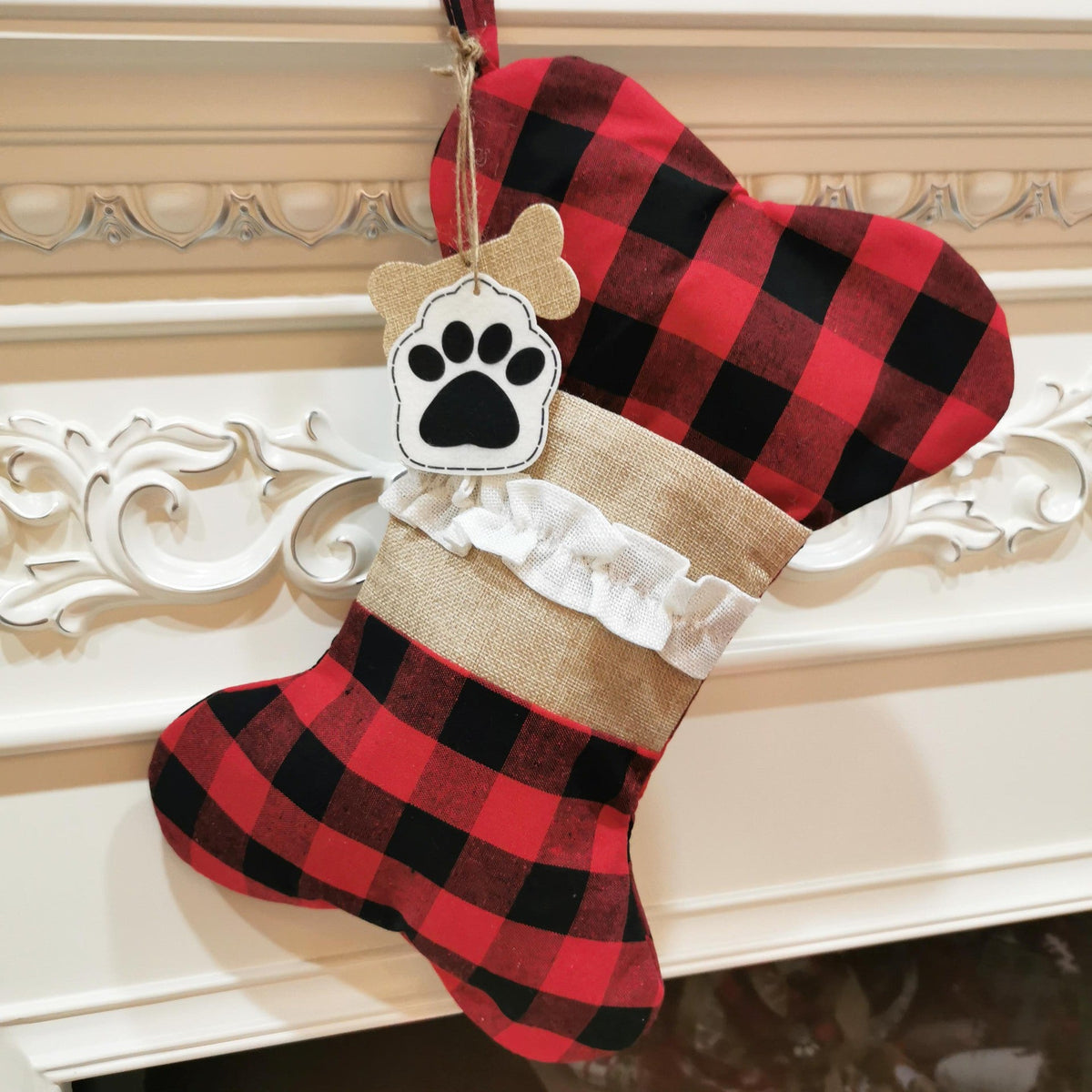 Christmas Pet Socks Gift Bag, Polyester Holiday Stockings