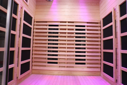 Blisspod | Venetian | Sauna intérieur à spectre complet en pruche du Canada de qualité supérieure à faible champ électromagnétique | 10 radiateurs | Chromothérapie et réflexologie | 2 personnes
