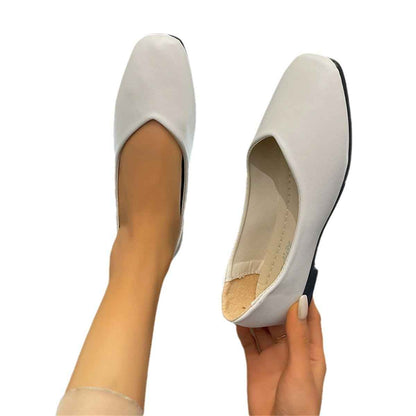 Chaussures basses en viscose à bout carré, talon épais et bout renforcé