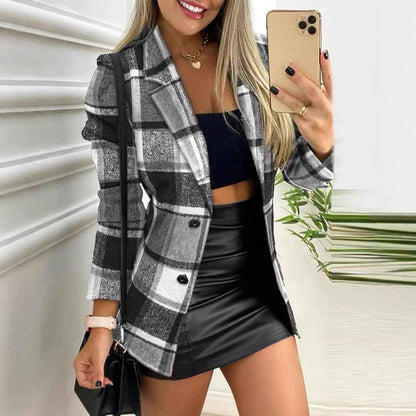 Manteau femme uni à manches longues et col tailleur brossé