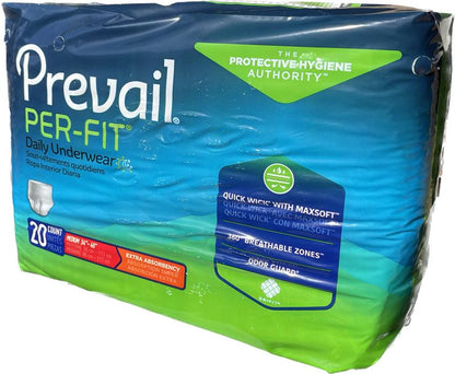 Prevail Per-Fit Daily Underwear Extra Absorbency Medium, 20 Count Adult Diaper
