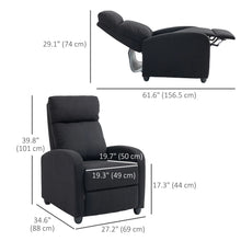 Black Fabric Recliner Chair – Manual Home Theater & Living Room Reclining Sofa (United States & Canada Delivery Only)