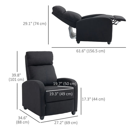 Black Fabric Recliner Chair – Manual Home Theater & Living Room Reclining Sofa (United States & Canada Delivery Only)