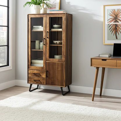Arezzo mango wood cabinet with glass doors