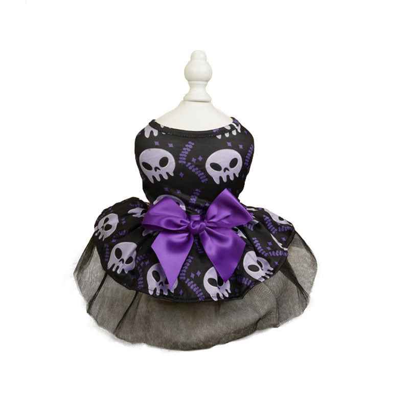 Cape de déguisement d'Halloween pour chien – Costume en polyester à motif tête de mort colorée pour chiens