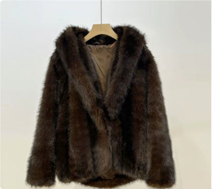 Manteau en fausse fourrure pour femme – Veste épaisse et chaude en fourrure pour l'automne et l'hiver