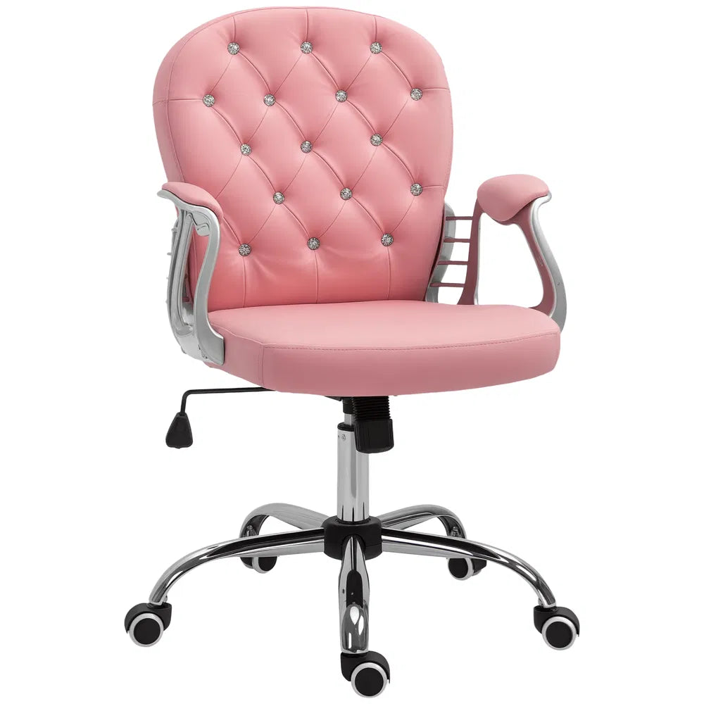 Chaise de bureau rose – Chaise d'ordinateur à hauteur réglable avec dossier capitonné (livraison aux États-Unis et au Canada uniquement)