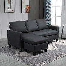 Dark Grey L-Shape Sectional Sofa with Ottoman – Modern Corner Couch for Living Room (United States & Canada Delivery Only)