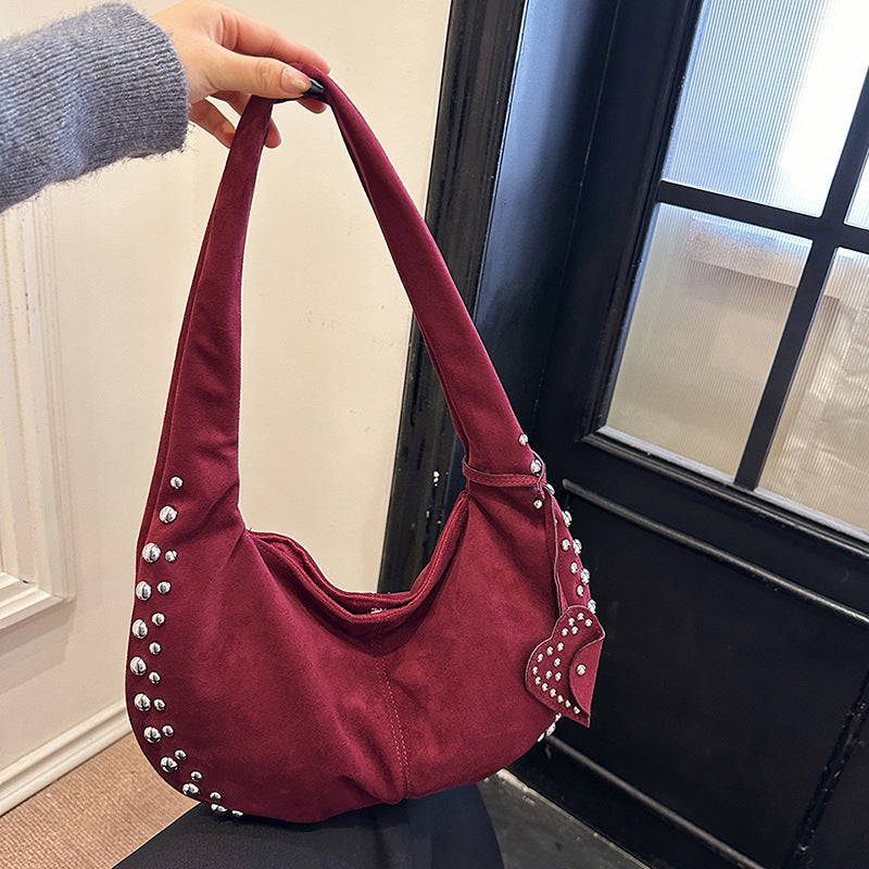Soft Plush Underarm Tote Bag for Women, Casual Everyday Shoulder Handbag
