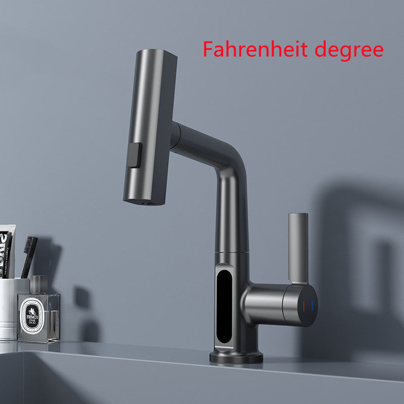 Robinet de lavabo extractible avec affichage numérique intelligent de la température et rotation