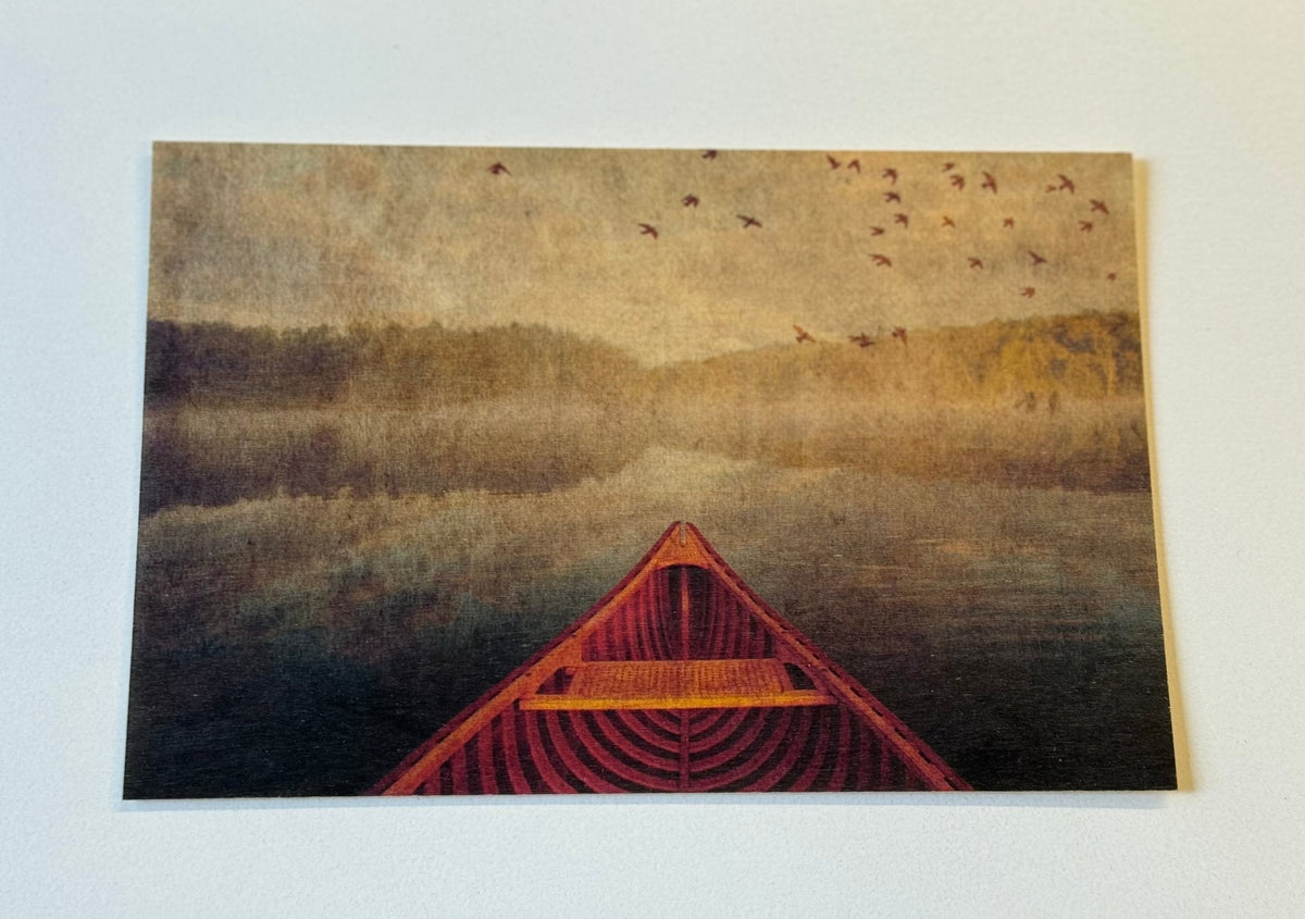 Wood Postcard - Red Canoe
