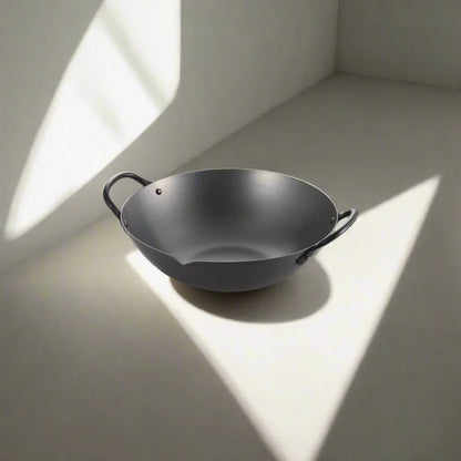 Yoshikawa Cook-Pal Ren 36cm Nitrided Carbon Steel Guangdong Round-Bottom Wok