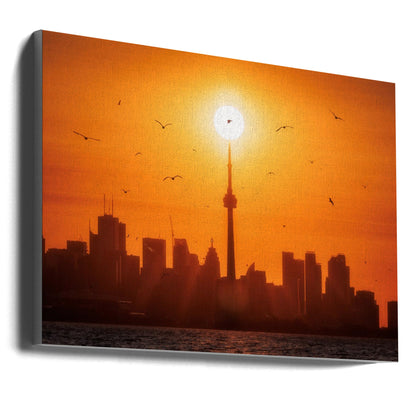 Décoration murale lever de soleil derrière Toronto sur toile