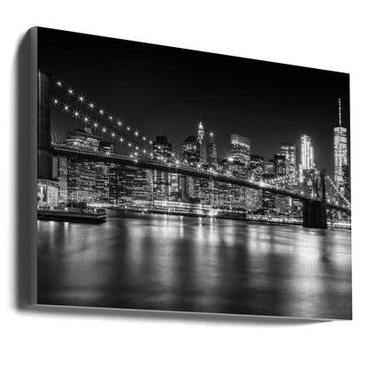 Art mural - Horizon de MANHATTAN et Pont de BROOKLYN Paysage nocturne idyllique