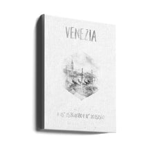 Art mural Coordonnées VENISE Grand Canal | aquarelle monochrome